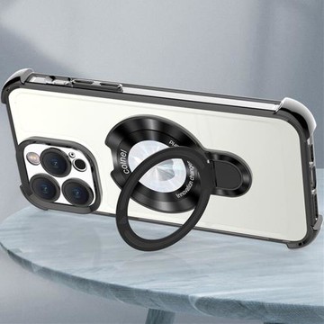 適用蘋果15/14磁吸手機殼2023新款iPhone15promax支架Magsafe手機套13電鍍透明氣囊ip15超薄15pm男女款高級感