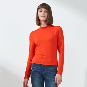 CLL巧玲瓏 小高領牛奶絲發熱衣(橘色) 5223302