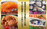 ＜2023年12月から順次発送＞ 北海道産 海の幸 定期便 いくら 500ｇ 250 ｇ × パック 毛がに 2尾 活きホッキ貝 20個 サクラマス まるごと 1尾 北海道 新ひだか町 ＜ 予約商品 ＞