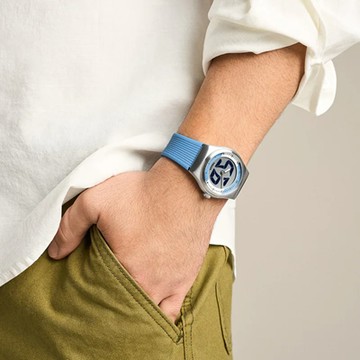 【FOSSIL】限時9折↘Big Tic World Flags系列世足限定手錶-阿根廷配色 藍色橡膠錶帶 40 MM LE1240