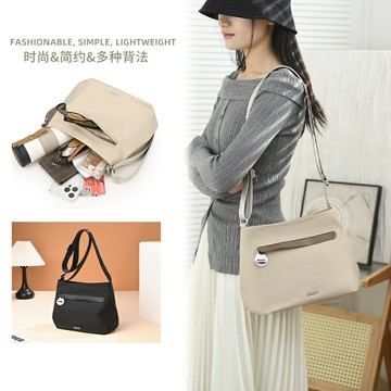 女士尼龍斜背包側背包 2025春夏新款休閑尼龍旅行背包大容量單肩帆布包高級感斜挎包女包