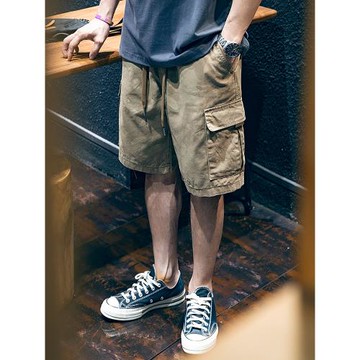 純棉工裝短褲男夏季寬松潮牌ins休閑五分褲大碼潮流直筒5分中褲潮