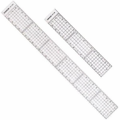コンサイス 直定規 2枚組 セット 背面ステンレス加工 15cm 30cm 方眼 カッティングスケールセット HSTS-1530 文具 事務用品