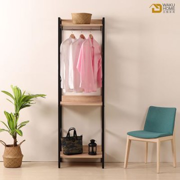 WAKUHOME 瓦酷家具格萊斯原切木工業風2尺單吊多功能衣櫃-寬60*深44*高196