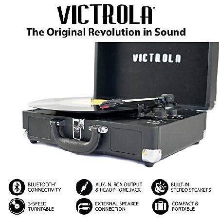 Victrola Vintage 3-Speed Bluetooth Portable Suitcase Record Player with Built-in Speakers Upgraded Turntable Audio Sound| Includes Extra Stylus Aq