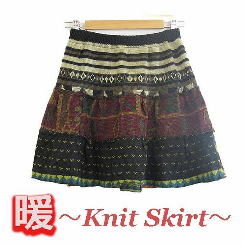 スカート ひざ丈 416i03 505 山ガール ファッション レディース タイツ レギンス 冬 ティアード ニット 3段 レトロ 民族 柄 森ガール 通販 Lineポイント最大0 5 Get Lineショッピング