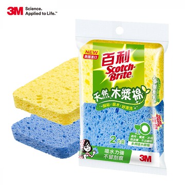 3M 百利 天然木漿棉菜瓜布-多用途-黃+藍-2片裝
