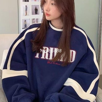 【唯家】韓版寬鬆插肩袖大學T 寬鬆顯瘦衛衣 下身失蹤上衣 長袖T恤大學T 韓版大學t 秋冬上衣 長袖圓領衛衣