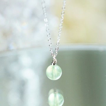 葡萄石 純銀 水晶項鍊 鎖骨鍊 8月誕生石 女生禮物 生日禮物