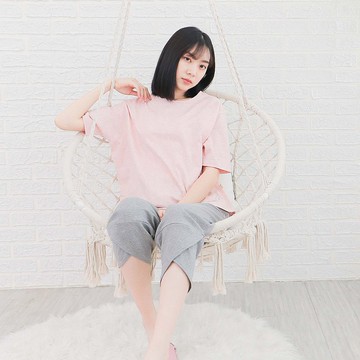 UMORFIL膠原蛋白五分袖居家服-麻花粉