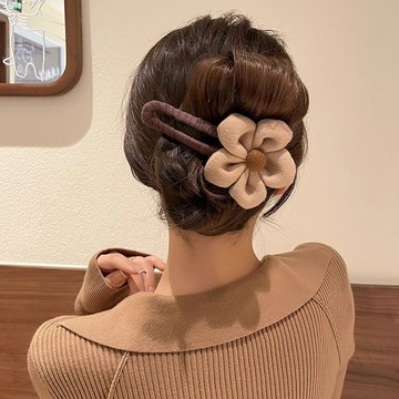 9秋冬花朵鴨嘴夾大號發夾女后腦勺頭發夾子高級感一字夾鯊魚夾頭飾
