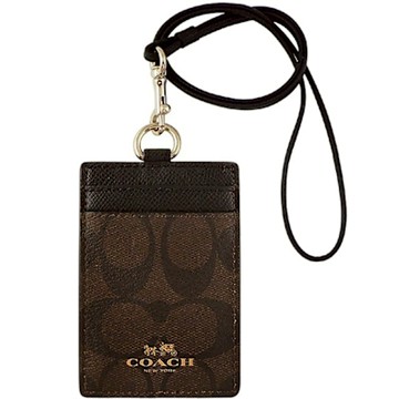 COACH 巧克力色大C PVC識別證件夾