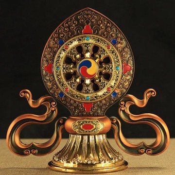 藏傳佛教用品密宗法器輪王七政寶大號法輪寶輪王七珍佛堂供具擺件