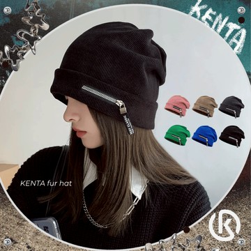 【快速發貨】側拉鍊毛帽 不對稱設計 小眾毛帽設計 穿搭配件 冷帽 中性帽子 拉鍊針織帽 KENTA