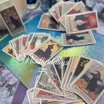 「周邊」💜潮可愛～ 6*3.5cm迷你貓貓塔羅牌 算命 塔羅💜共78張