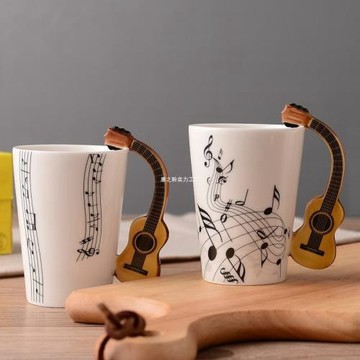 跨境家用陶瓷杯 音樂水杯子咖啡杯情侶杯馬克杯禮品