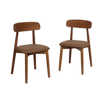 Homelike 喜家居貓抓皮實木餐椅-2入組(胡桃色)(2431)