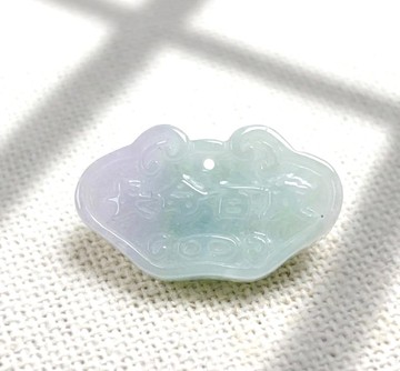 春帶彩翡翠長命百歲平安鎖項鍊 | 天然緬甸玉A貨翡翠 | 送禮