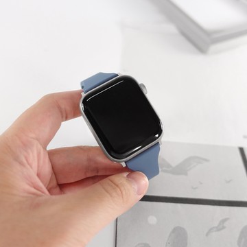 Apple Watch 全系列通用錶帶 蘋果手錶替用錶帶 經典色系 矽膠錶帶-霧藍色
