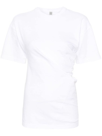 TOTEME - asymmetric organic cotton T-shirt - women - Organic Cotton - S - White