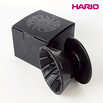 HARIO α 阿爾法 蛇紋 錐形凹肋陶瓷濾杯 -01黑