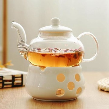 陶瓷花茶壺 花茶具下午茶玻璃花草茶杯水果花果茶壺耐熱蠟燭加熱