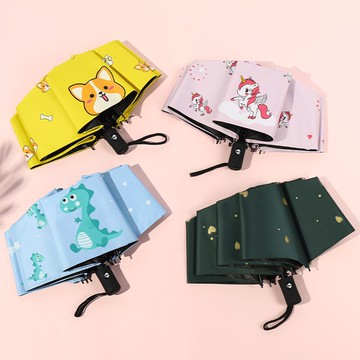 雨傘全自動防紫外線男女卡通學生大號晴雨兩用黑膠抗風太陽傘