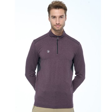 【WILDLAND荒野】男彈性雙色前開襟保暖衣深咖啡