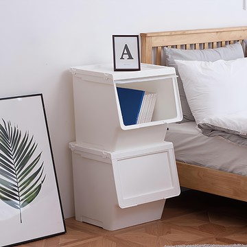 EZLIVING 滑蓋收納箱  象牙白色  455 x 410 x 315mm  2個