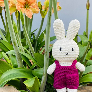 荷蘭 Just Dutch | Miffy 米飛兔 編織娃娃和她的櫻桃紅吊帶褲