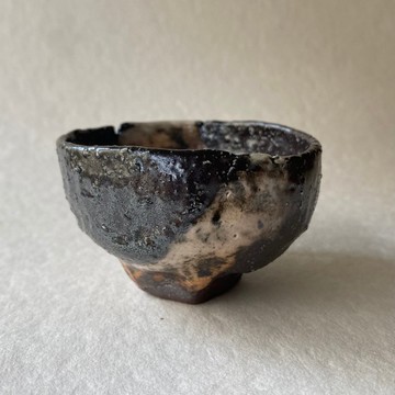 陶/柴燒/絞胎/裂寂水墨小杯/附木盒