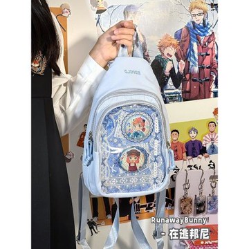 二次元日系簡約胸包谷子吧唧透明單肩斜挎痛包15cm20cm娃包雙肩包