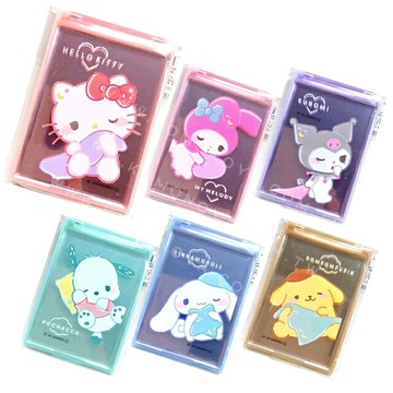 小禮堂 Sanrio 三麗鷗  塑膠方形隨身鏡 (睡覺款) Kitty 美樂蒂 酷洛米 布丁狗 大耳狗
