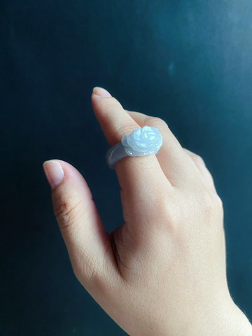 天然緬甸玉 翡翠 手工雕花 戒指 有錢 玉 戒環 ring 內徑19mm