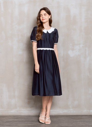 亮采光影天絲棉散襬洋裝