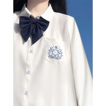 冰熊原創JK制服秋冬基礎短袖長袖襯衫學生日系上衣白色襯衣女大碼