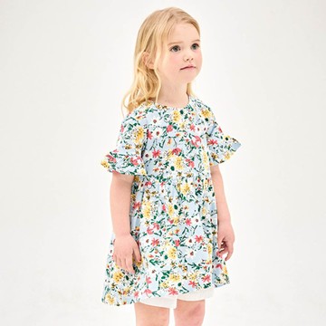 韓國 Jelispoon - 夏日花園荷葉袖上衣-淺藍