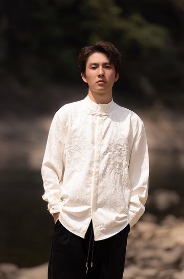 新中式極簡 立領長袖襯衫