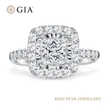 King Star GIA 一克拉 Dcolor VS1 18K金 公主方天然鑽戒(5克拉視覺效果)