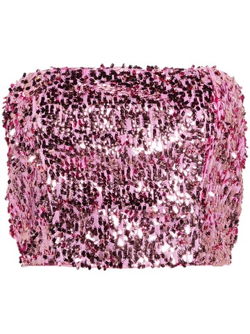 ROTATE BIRGER CHRISTENSEN - sequined bandeau top - women - Polyester/Elastane/Recycled Polyester - 38 - Pink