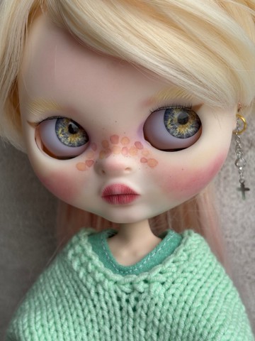 客製化 Blythe 娃娃 金髮 OOAK 娃娃 白化症