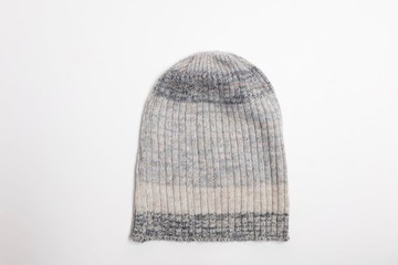 喀什米爾米灰藍純羊絨100%反摺瓜皮帽純羊毛帽子|極簡風格|聖誕節