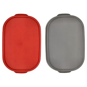 NAKAYA 分隔瀝水保鮮盒 650ml  紅灰  2個