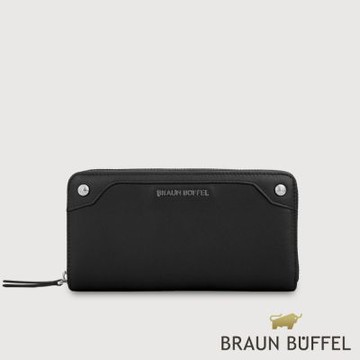 【BRAUN BUFFEL 德國小金牛】台灣總代理 絲妲莎-S 13卡拉鍊長夾-黑色/BF875-602-BK