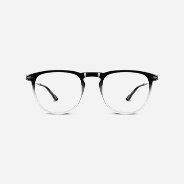 法國Nooz抗藍光平光眼鏡鏡腳便攜款(透明鏡片)矩形-漸變-黑色透明