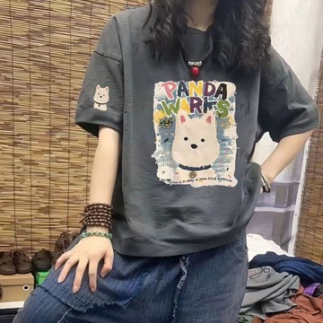 100KG 大尺碼女裝 印花T恤女 超大碼女裝 胖mmT恤女 遮肉短袖上衣 夏季新款 寬鬆顯瘦上衣