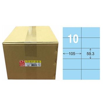 【龍德】A4三用電腦標籤 59.3x105mm \t淺藍色 1000入 / 箱 LD-831-B-B