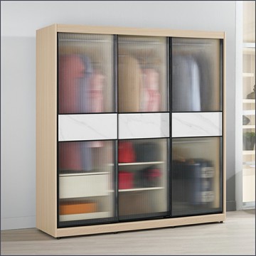 6尺鋁框滑門衣櫥 收納衣櫃 儲物衣帽間 玻璃櫃子 玻璃門衣櫥【149A01118】Leader傢居館149-A210+A209+A211