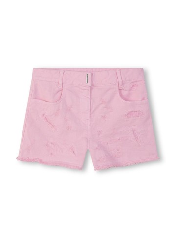 Givenchy Kids - 4G-plaque distressed-effect shorts - kids - Cotton/Elastomultiester - 8 - Pink