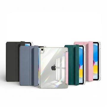 【TQ167三折水晶背殼】Apple iPad A16 11吋平板皮套(適用iPad 10代 10.9吋)(內置筆槽)